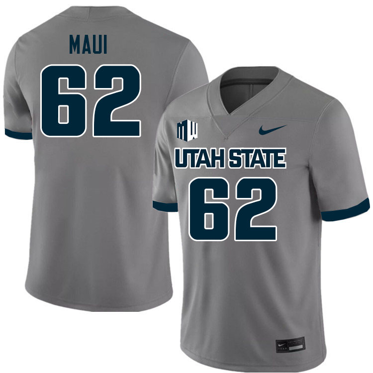 Utah State Aggies #62 Aloali'i Maui College Football Jerseys Stitched Sale-Grey